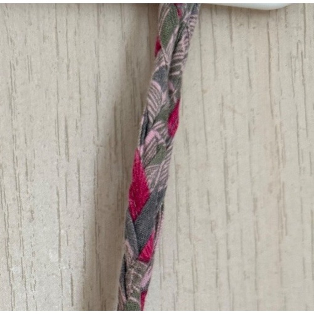 Tropical Floral Button Front Midi Dress L Linen Blend Braided Strap Cottagecore - Picture 6 of 7